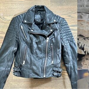 All Saints Black Leather Moto Jacket VINTAGE - 2011